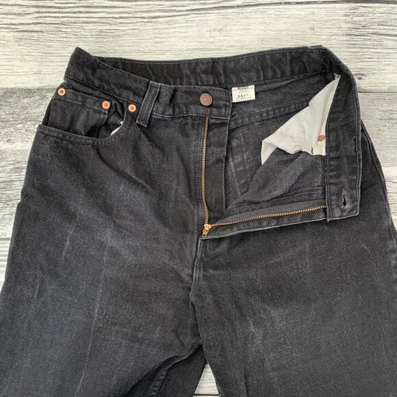 Vintage 90s Levi’s 551 Relaxed Fit Tapered Leg Faded Black Ankle Mom Jeans - Picture 10 of 16